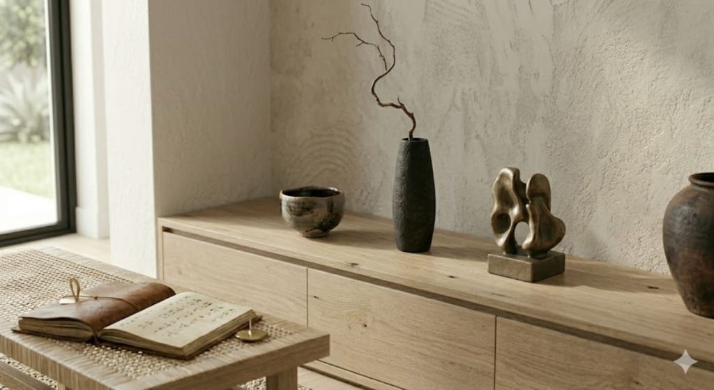 objet artistique et céramique dans une décoration minimaliste