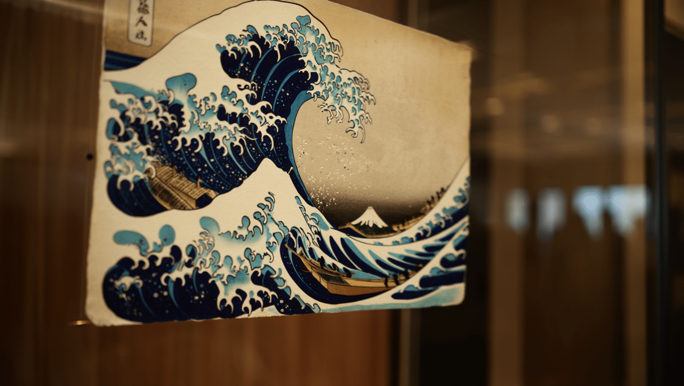 Exposition Hokusai Nantes — détail de la Grande Vague de Kanagawa en estampe japonaise