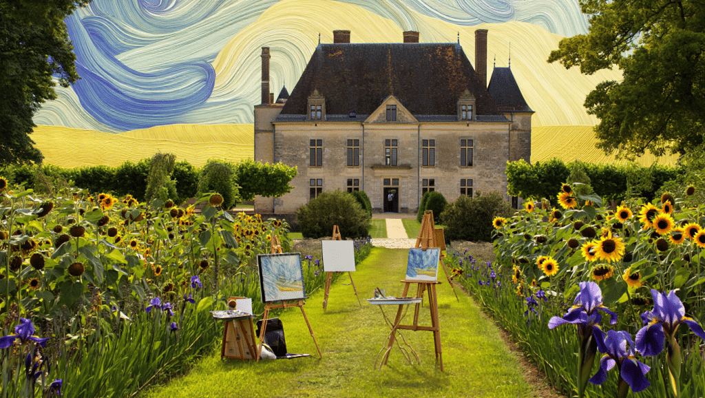 Exposition Van Gogh Auvers-sur-Oise - Château d'Auvers et champs de blé impressionnistes
