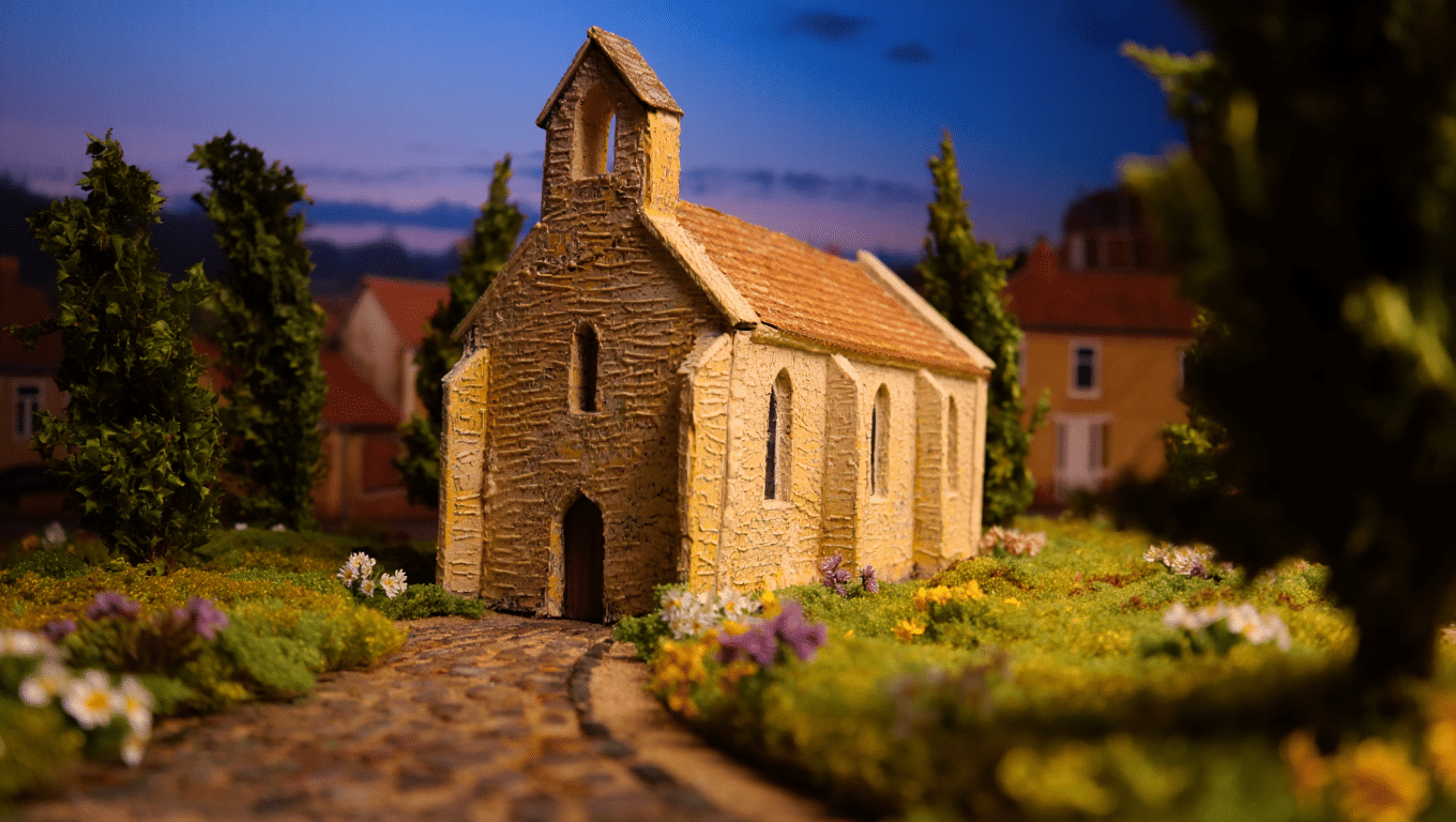 Exposition Van Gogh Auvers-sur-Oise - église du village inspirant les dernières toiles du maître