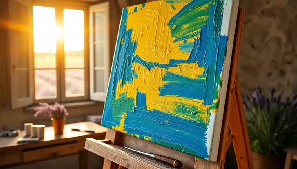 Autoportrait de Van Gogh : chevalet d'artiste dans un atelier provençal baigné de lumière