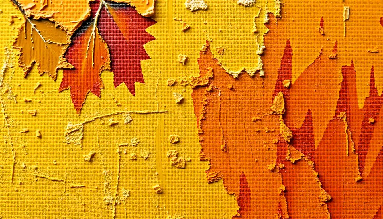 Détail d'empâtements ocre et orangés illustrant la palette de l'automne en peinture — talentsartistiques.com