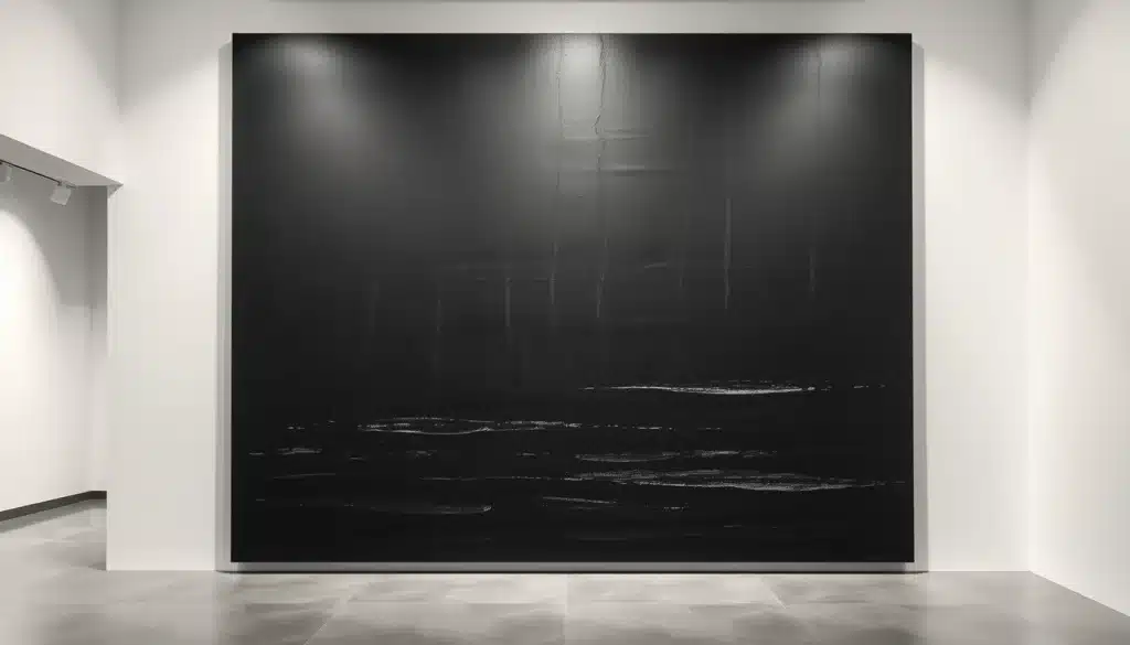 Tableau de Soulages outrenoir noir texturé accroché dans une galerie — talentsartistiques.com