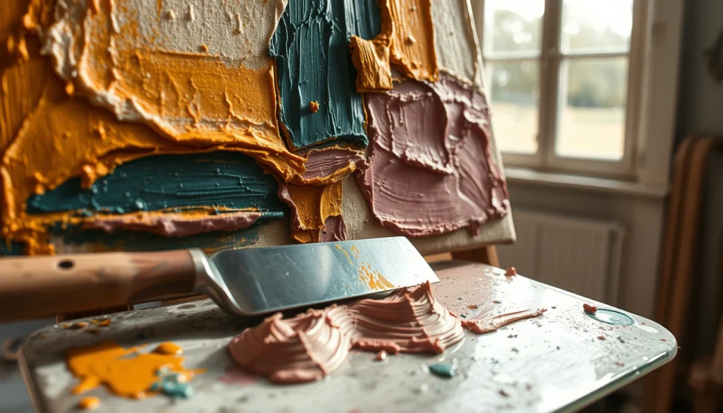Emmanuelle Gaillard : toile abstraite peinte au couteau à l'acrylique sur lin — talentsartistiques.com
