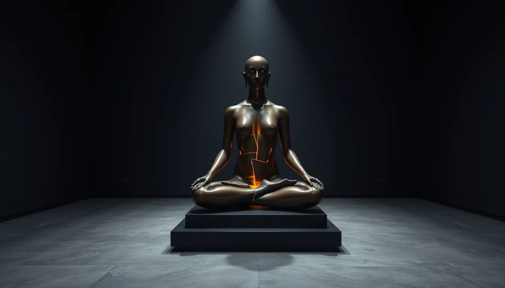 Sculpture en bronze fracturée illuminée de l'intérieur, dans l'esprit des œuvres de Paige Bradley