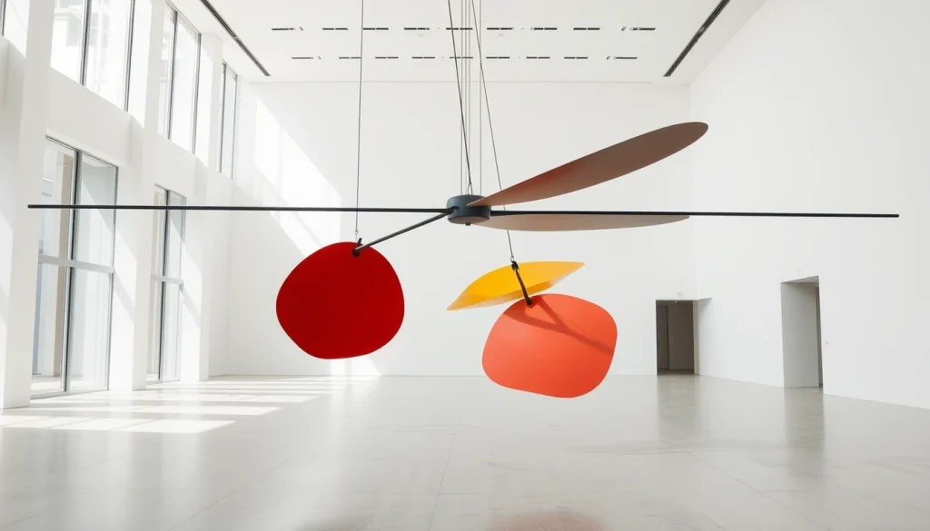 Le sculpteur Calder et son invention : un mobile suspendu dans une salle de musée — talentsartistiques.com